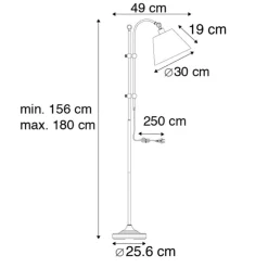 QAZQA Lampen Für Dein Homeoffice|Schlafzimmerlampen*Klassische Stehleuchte mit weißem Lampenschirm - Ashley