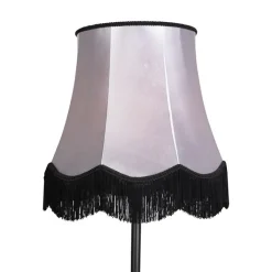 QAZQA Stehlampen|Wohnzimmerlampen*Klassische Stehleuchte schwarz mit Granny B Schirm grau - Simplo