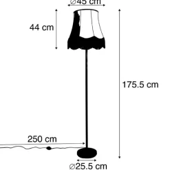 QAZQA Stehlampen|Wohnzimmerlampen*Klassische Stehleuchte schwarz mit Granny B Schirm grau - Simplo