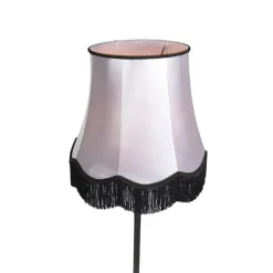 QAZQA Stehlampen|Wohnzimmerlampen*Klassische Stehleuchte schwarz mit Granny B Schirm grau - Simplo