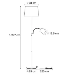 QAZQA Lampen Für Dein Homeoffice|Stehlampen*Klassische Stehleuchte schwarz mit schwarzem Lampenschirm und Leselicht - Retro