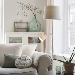 QAZQA Lampen Für Dein Homeoffice|Stehlampen*Klassische Stehleuchte Stahl mit grauem Lampenschirm und Leselicht - Retro