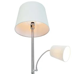 QAZQA Lampen Für Dein Homeoffice|Stehlampen*Klassische Stehleuchte Stahl mit grauem Lampenschirm und Leselicht - Retro