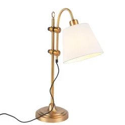 QAZQA Lampen Für Dein Homeoffice|Tischlampen*Klassische Tischlampe Bronze mit weißem Schirm - Ashley