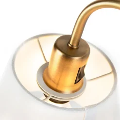 QAZQA Lampen Für Dein Homeoffice|Tischlampen*Klassische Tischlampe Bronze mit weißem Schirm - Ashley