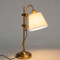 QAZQA Lampen Für Dein Homeoffice|Tischlampen*Klassische Tischlampe Bronze mit weißem Schirm - Ashley