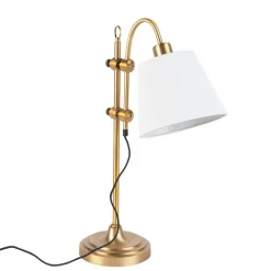 QAZQA Lampen Für Dein Homeoffice|Tischlampen*Klassische Tischlampe Bronze mit weißem Schirm - Ashley