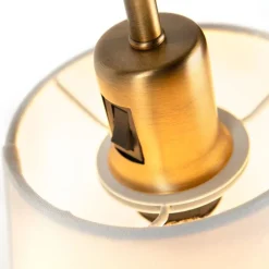 QAZQA Lampen Für Dein Homeoffice|Tischlampen*Klassische Tischlampe Bronze mit weißem Schirm - Ashley