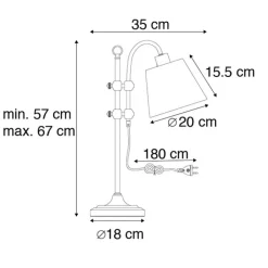 QAZQA Lampen Für Dein Homeoffice|Tischlampen*Klassische Tischlampe Bronze mit weißem Schirm - Ashley