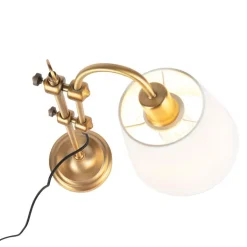 QAZQA Lampen Für Dein Homeoffice|Tischlampen*Klassische Tischlampe Bronze mit weißem Schirm - Ashley