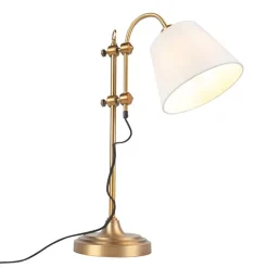 QAZQA Lampen Für Dein Homeoffice|Tischlampen*Klassische Tischlampe Bronze mit weißem Schirm - Ashley