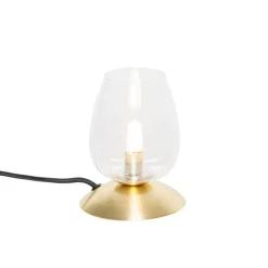 QAZQA Tischlampen|Wohnzimmerlampen*Klassische Tischlampe Gold mit Glas - Elien
