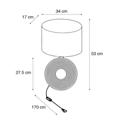 Honsel Tischlampen|Esszimmerlampen*Klassische Tischlampe grau mit Stahl - Ollo