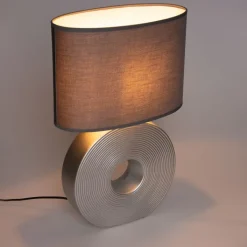 Honsel Tischlampen|Esszimmerlampen*Klassische Tischlampe grau mit Stahl - Ollo