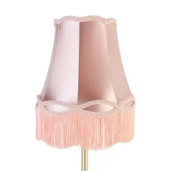 QAZQA Tischlampen|Wohnzimmerlampen*Klassische Tischlampe Messing mit Granny-Schirm rosa 30 cm - Simplo