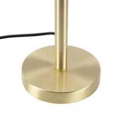 QAZQA Tischlampen|Wohnzimmerlampen*Klassische Tischlampe Messing mit Schirm hellgrau 35 cm - Simplo