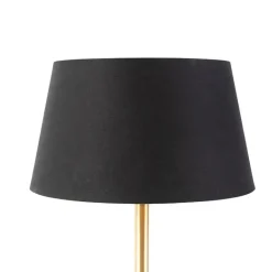 QAZQA Tischlampen|Wohnzimmerlampen*Klassische Tischlampe Messing mit schwarzem Schirm 32 cm - Simplo