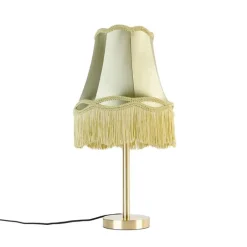 QAZQA Tischlampen|Wohnzimmerlampen*Klassische Tischlampe Messing mit Granny Shade grün 30 cm - Simplo