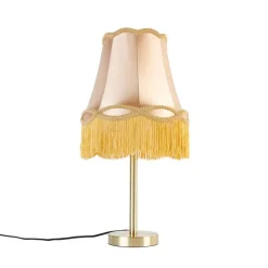 QAZQA Schlafzimmerlampen|Küchenlampen*Klassische Tischlampe Messing mit Granny-Schirm gold 30 cm - Simplo