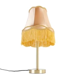 QAZQA Schlafzimmerlampen|Küchenlampen*Klassische Tischlampe Messing mit Granny-Schirm gold 30 cm - Simplo