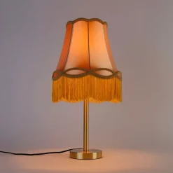 QAZQA Schlafzimmerlampen|Küchenlampen*Klassische Tischlampe Messing mit Granny-Schirm gold 30 cm - Simplo