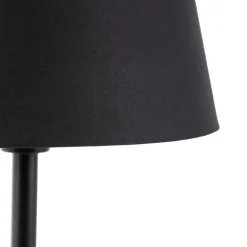 QAZQA Tischlampen|Wohnzimmerlampen*Klassische Tischlampe schwarz mit schwarzem Schirm 32 cm - Simplo