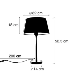QAZQA Tischlampen|Wohnzimmerlampen*Klassische Tischlampe schwarz mit schwarzem Schirm 32 cm - Simplo