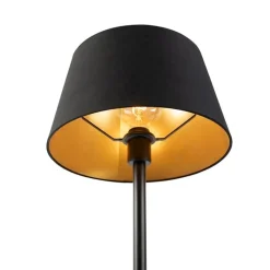 QAZQA Tischlampen|Wohnzimmerlampen*Klassische Tischlampe schwarz mit schwarzem Schirm 32 cm - Simplo