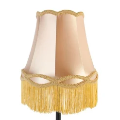 QAZQA Tischlampen|Wohnzimmerlampen*Klassische Tischlampe schwarz mit Granny-Schirm gold 30 cm - Simplo