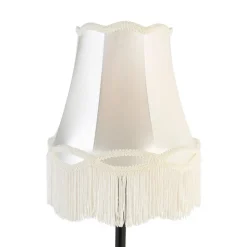 QAZQA Tischlampen|Wohnzimmerlampen*Klassische Tischlampe schwarz mit Granny-Schirm creme 30 cm - Simplo