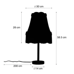 QAZQA Tischlampen|Wohnzimmerlampen*Klassische Tischlampe schwarz mit Granny-Schirm creme 30 cm - Simplo