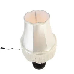 QAZQA Tischlampen|Wohnzimmerlampen*Klassische Tischlampe schwarz mit Granny-Schirm creme 30 cm - Simplo