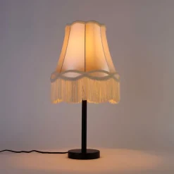 QAZQA Tischlampen|Wohnzimmerlampen*Klassische Tischlampe schwarz mit Granny-Schirm creme 30 cm - Simplo