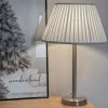 QAZQA Tischlampen|Wohnzimmerlampen*Klassische Tischlampe Stahl mit plissiertem Schirm weiß 35 cm - Simplo
