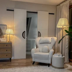 QAZQA Tischlampen|Wohnzimmerlampen*Klassische Tischlampe Stahl mit plissiertem Schirm weiß 35 cm - Simplo