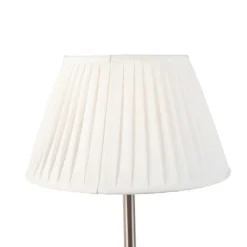 QAZQA Tischlampen|Wohnzimmerlampen*Klassische Tischlampe Stahl mit plissiertem Schirm weiß 35 cm - Simplo