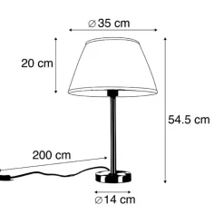 QAZQA Tischlampen|Wohnzimmerlampen*Klassische Tischlampe Stahl mit plissiertem Schirm weiß 35 cm - Simplo