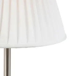 QAZQA Tischlampen|Wohnzimmerlampen*Klassische Tischlampe Stahl mit plissiertem Schirm weiß 35 cm - Simplo