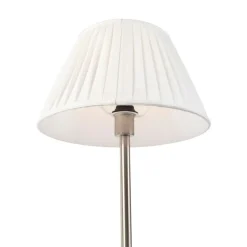 QAZQA Tischlampen|Wohnzimmerlampen*Klassische Tischlampe Stahl mit plissiertem Schirm weiß 35 cm - Simplo