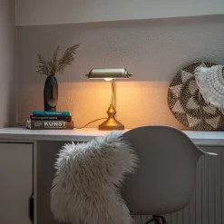 QAZQA Küchenlampen|Tischlampen*Klassische Tischlampe/Notarlampe Bronze - Banker