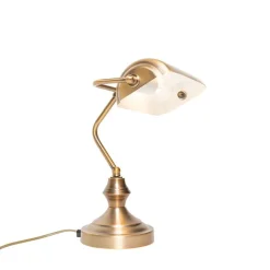 QAZQA Küchenlampen|Tischlampen*Klassische Tischlampe/Notarlampe Bronze - Banker