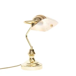 QAZQA Schlafzimmerlampen|Küchenlampen*Klassische Tischlampe/Notarlampe Messing - Banker