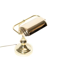 QAZQA Schlafzimmerlampen|Küchenlampen*Klassische Tischlampe/Notarlampe Messing - Banker