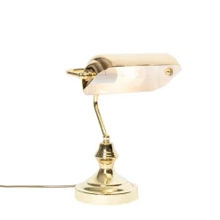 QAZQA Schlafzimmerlampen|Küchenlampen*Klassische Tischlampe/Notarlampe Messing - Banker