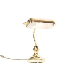 QAZQA Schlafzimmerlampen|Küchenlampen*Klassische Tischlampe/Notarlampe Messing - Banker