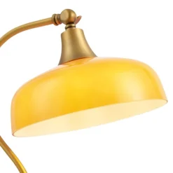 QAZQA Tischlampen|Schlafzimmerlampen*Klassische Tischleuchte Bronze mit orangefarbenem Opalglas - Clerk