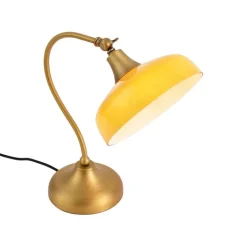 QAZQA Tischlampen|Schlafzimmerlampen*Klassische Tischleuchte Bronze mit orangefarbenem Opalglas - Clerk