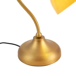 QAZQA Tischlampen|Schlafzimmerlampen*Klassische Tischleuchte Bronze mit orangefarbenem Opalglas - Clerk