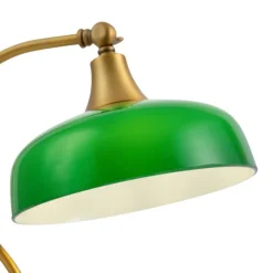 QAZQA Tischlampen|Schlafzimmerlampen*Klassische Tischleuchte Bronze mit grünem Opalglas - Clerk