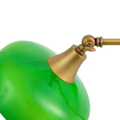 QAZQA Tischlampen|Schlafzimmerlampen*Klassische Tischleuchte Bronze mit grünem Opalglas - Clerk